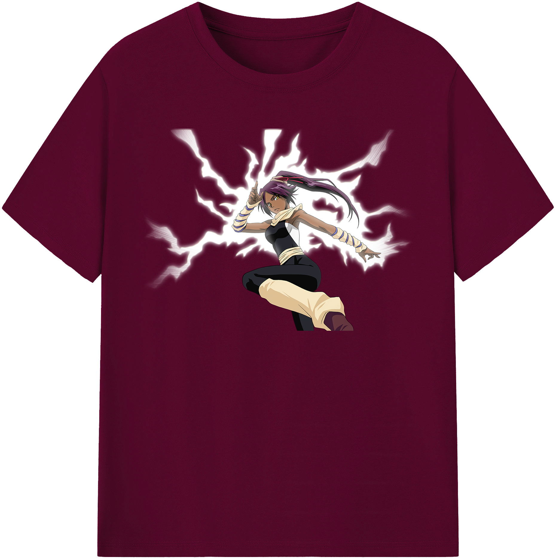 （画像用） ブリーチ 四楓院 夜一（しほういん よるいち） BLEACH Shihouin Yoruichi レディースカジュアルプリントTシャツ（綿100％）